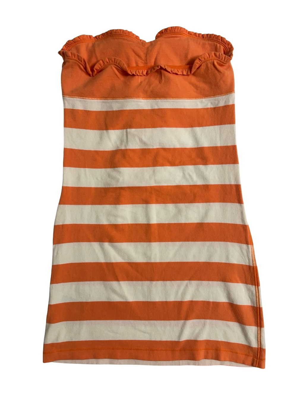 Hollister Y2K Preppy Beachy Coastal Orange & Cream Striped Tube Dress Medium - Picture 2 of 5